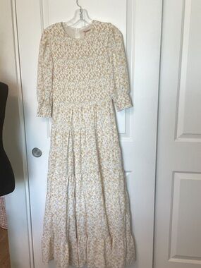 Udel Dress with Smock Tier maxi dress, yellow floral S NWT